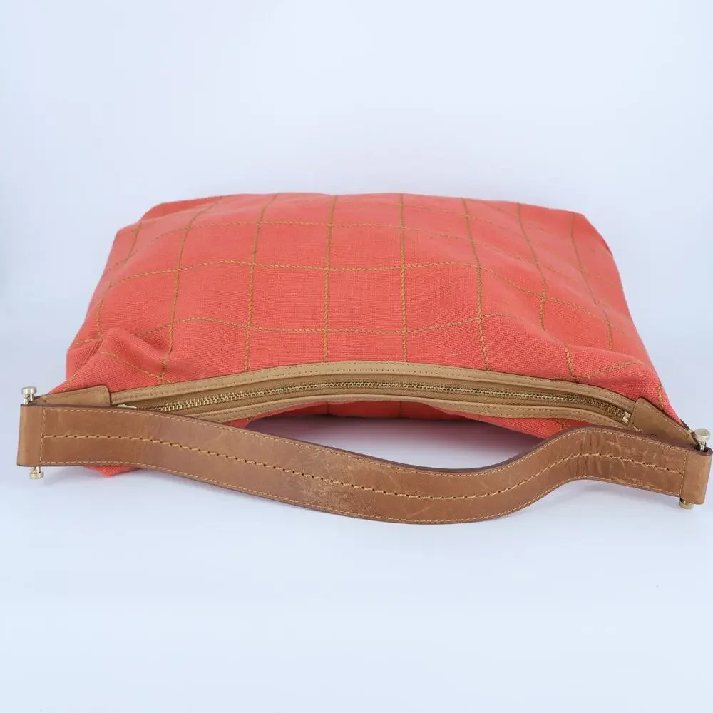 Liz Claiborne Canvas Hobo Shoulder Bag Coral and Tan Vintage Y2K